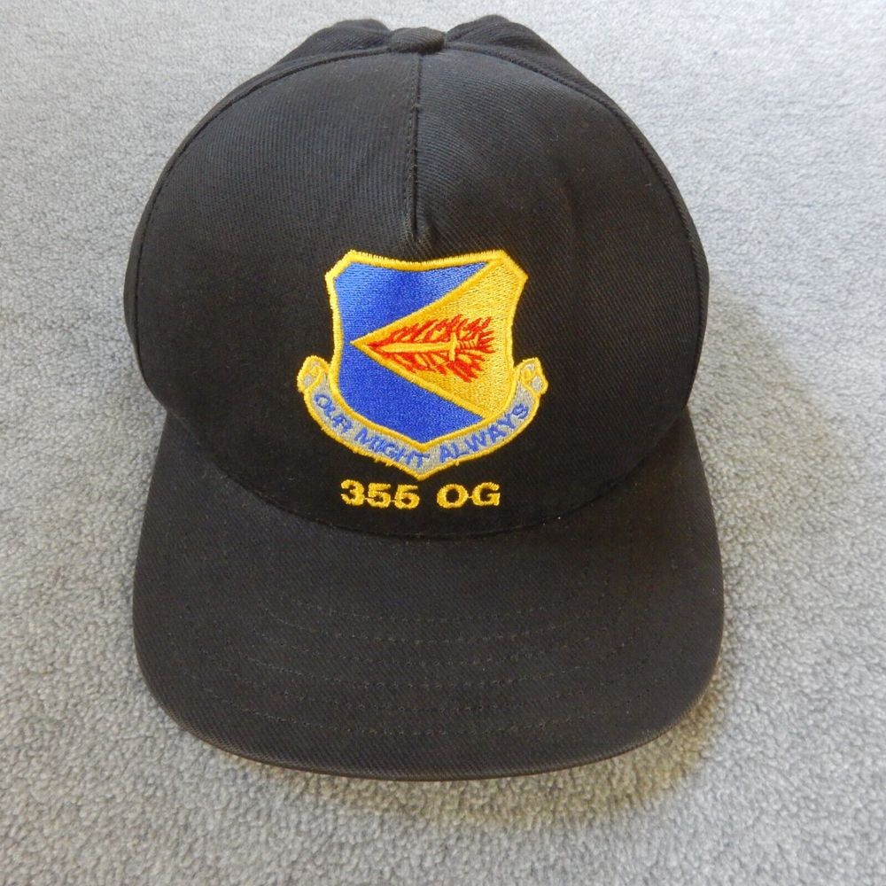 Vintage US Air Force Hat Black 355 OG WWII Veteran Our Might Always Military